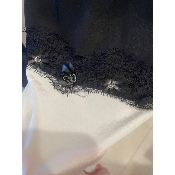 TRICOT Chic Italian womens silk mini dress size 10 black / white - Picture 3 of 15